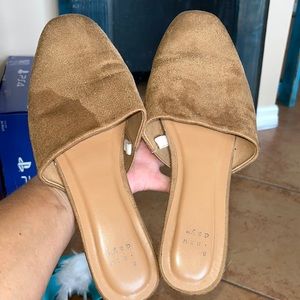 Orange, velvet flats, size 10
